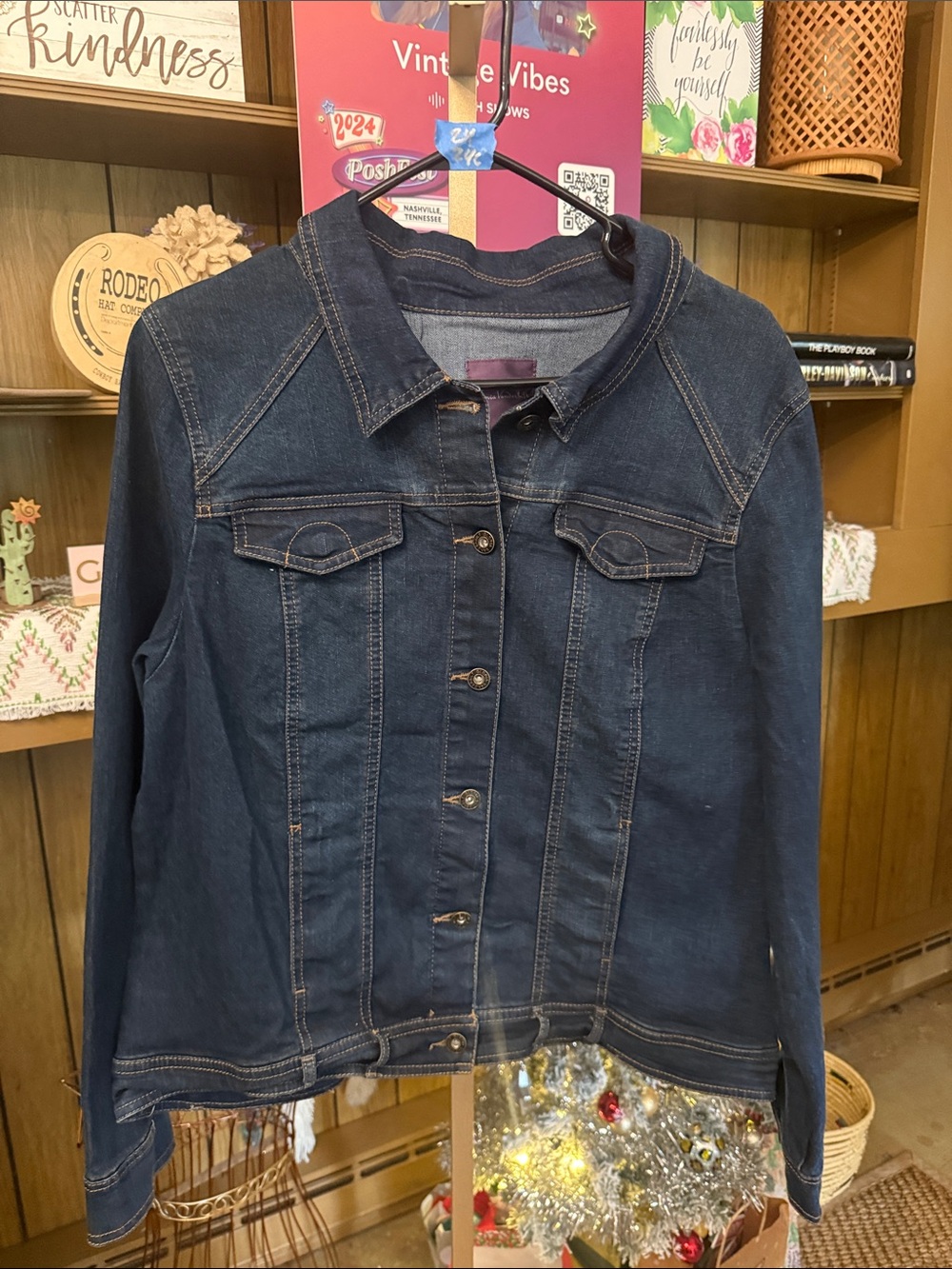 Gloria Vanderbilt Dark Blue Denim Jean Jacket - Navy Blue